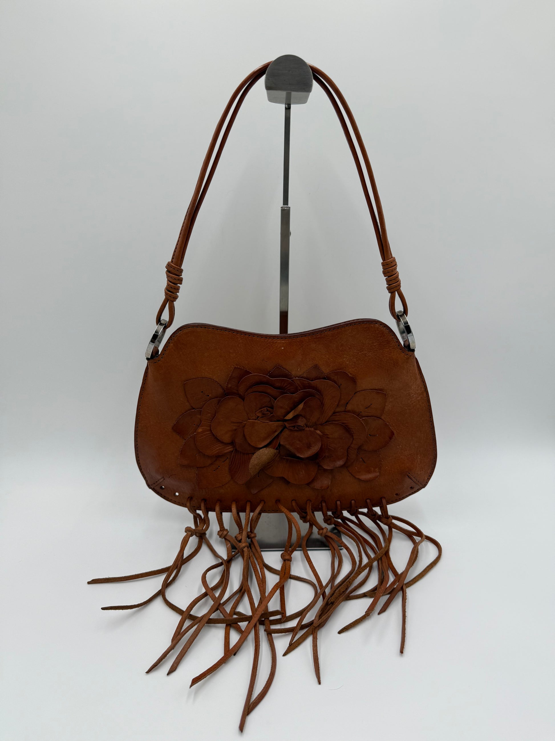 Valentino Garavani Borsa Vintage a Spalla in Pelle con Frange Marrone - Pally Vintage Closet