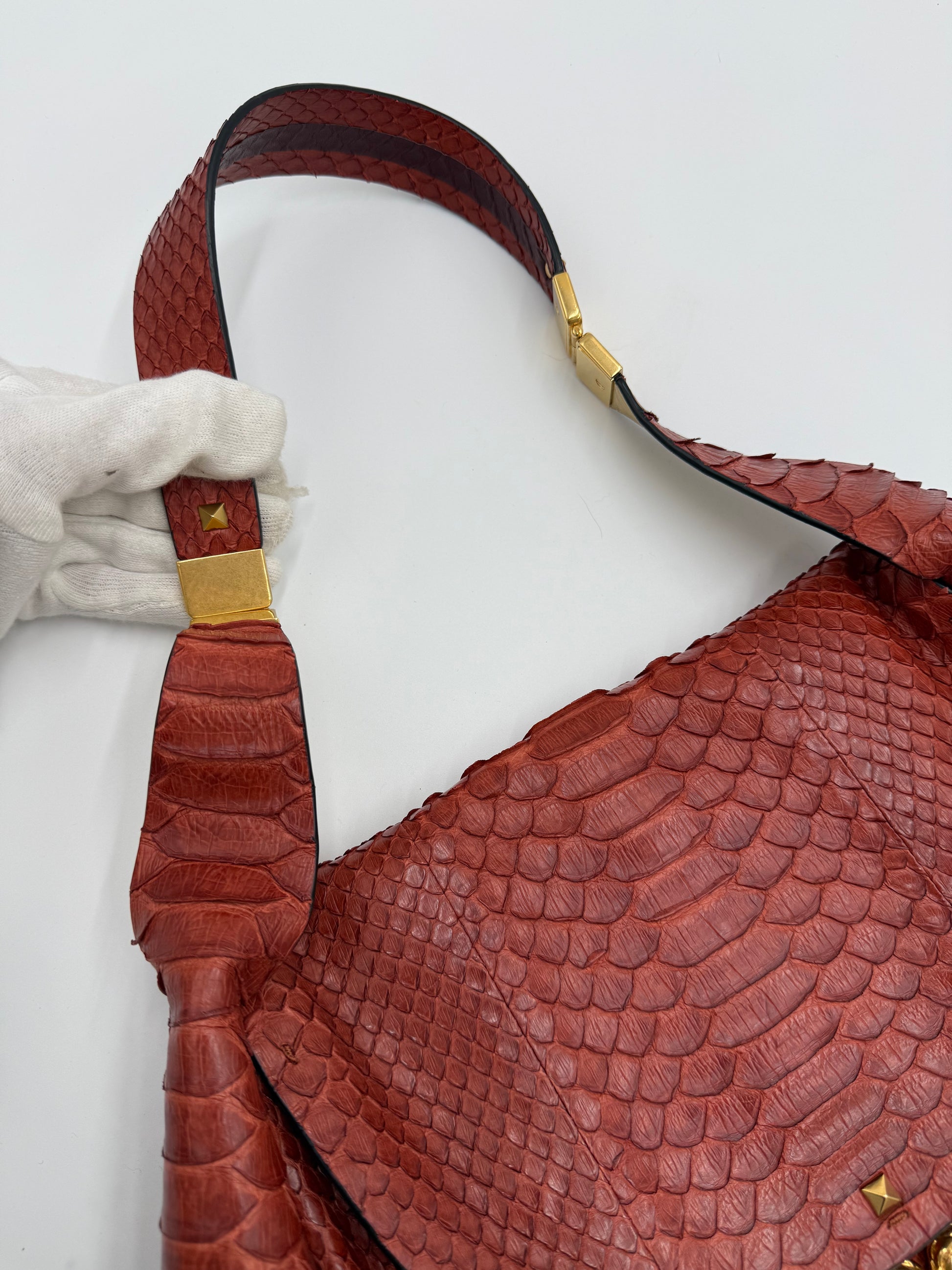 Valentino Garavani Borsa Vintage in Pitone Terracotta con Serpente - Pally Vintage Closet