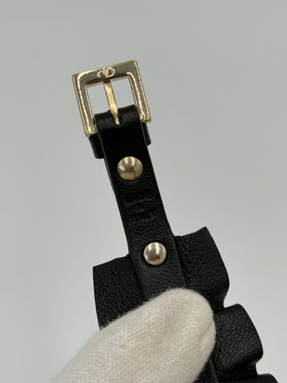 Valentino Garavani Bracciale Rockstud in Pelle con Volant Nero - Pally Vintage Closet
