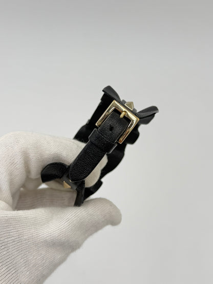Valentino Garavani Bracciale Rockstud in Pelle con Volant Nero - Pally Vintage Closet