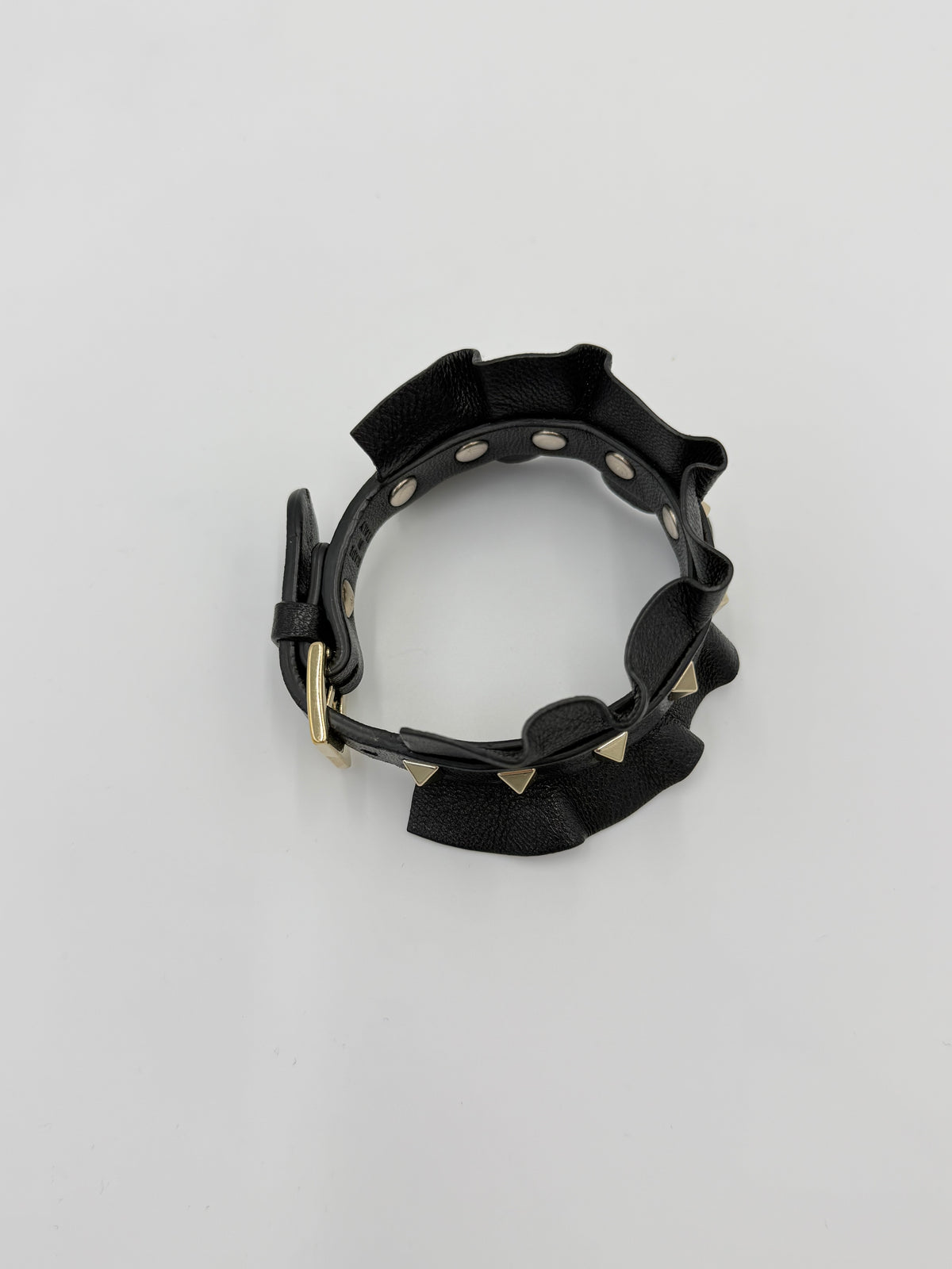 Valentino Garavani Bracciale Rockstud in Pelle con Volant Nero - Pally Vintage Closet
