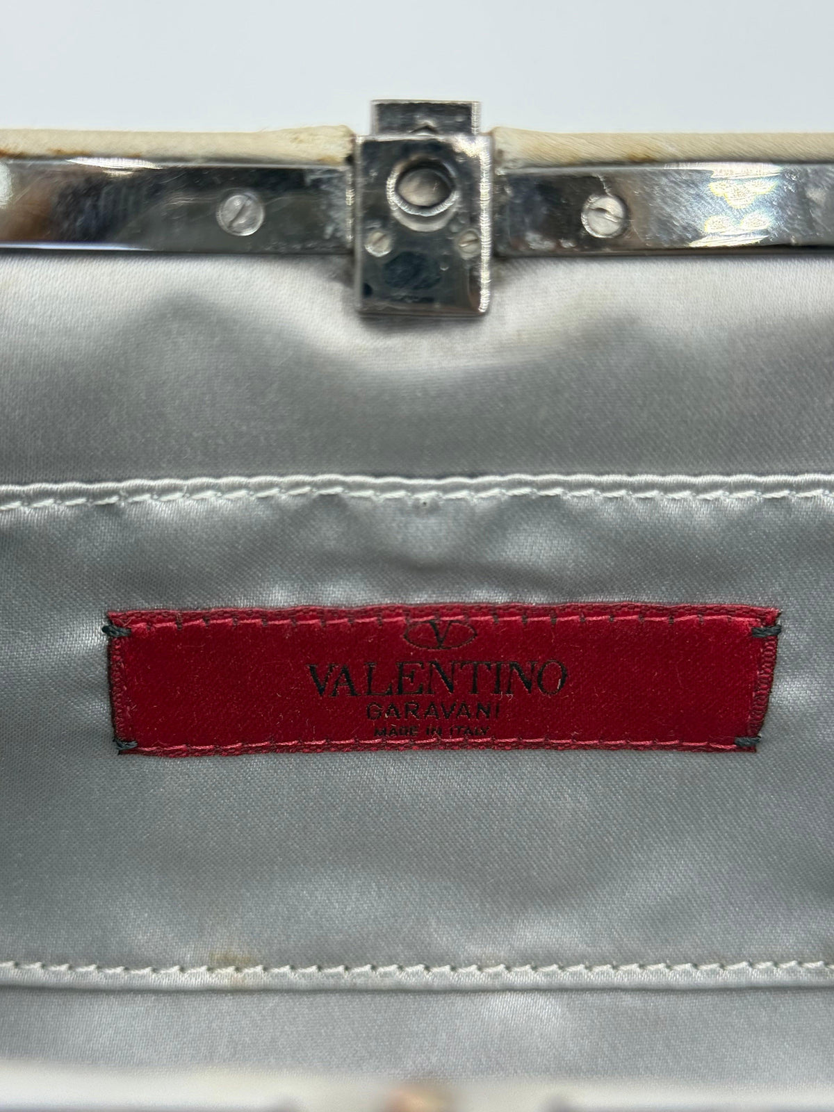 Valentino Garavani Clutch Gioiello da Sera Vintage con Perline Argento - Pally Vintage Closet