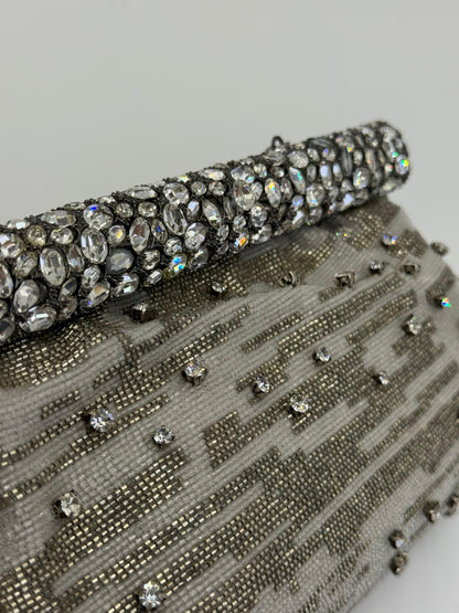 Valentino Garavani Clutch Gioiello da Sera Vintage con Perline Argento - Pally Vintage Closet