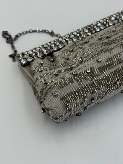 Valentino Garavani Clutch Gioiello da Sera Vintage con Perline Argento - Pally Vintage Closet