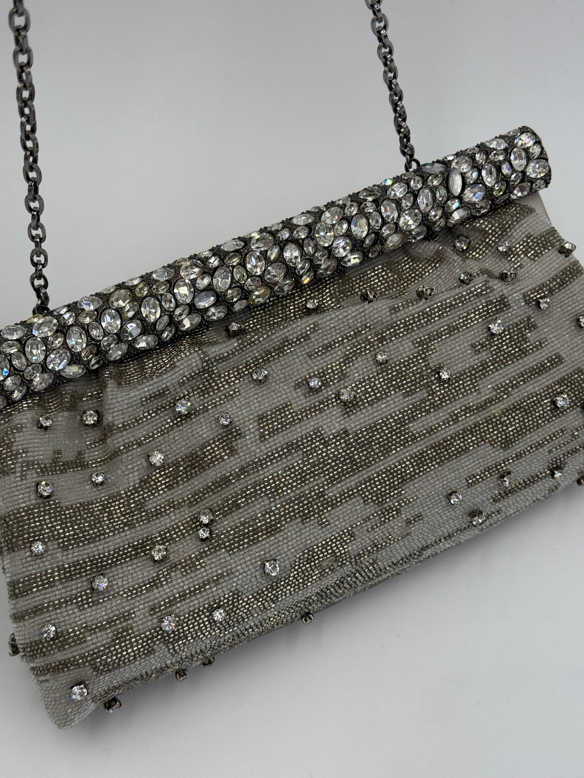 Valentino Garavani Clutch Gioiello da Sera Vintage con Perline Argento - Pally Vintage Closet