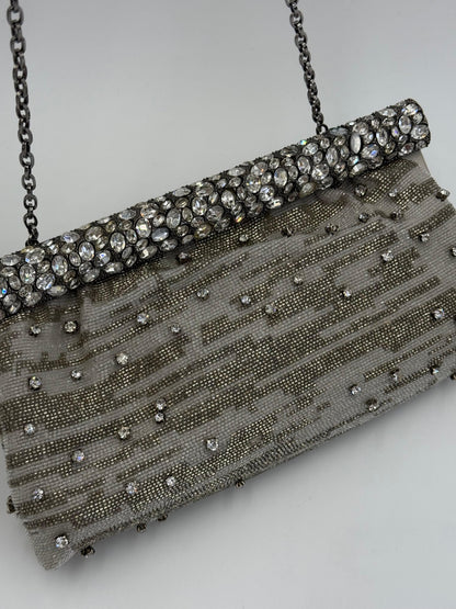 Valentino Garavani Clutch Gioiello da Sera Vintage con Perline Argento - Pally Vintage Closet