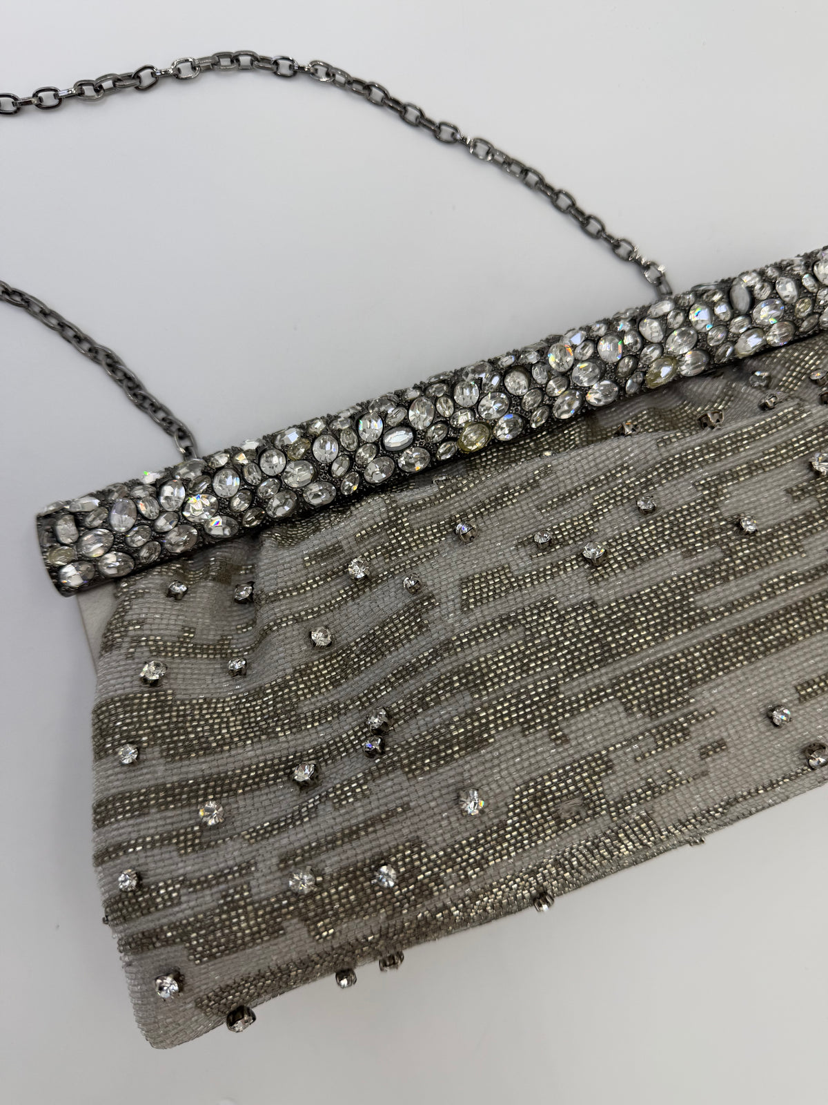 Valentino Garavani Clutch Gioiello da Sera Vintage con Perline Argento - Pally Vintage Closet