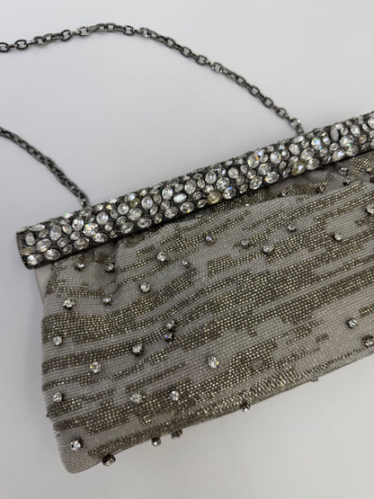 Valentino Garavani Clutch Gioiello da Sera Vintage con Perline Argento - Pally Vintage Closet