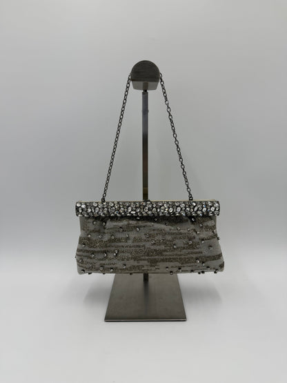 Valentino Garavani Clutch Gioiello da Sera Vintage con Perline Argento - Pally Vintage Closet