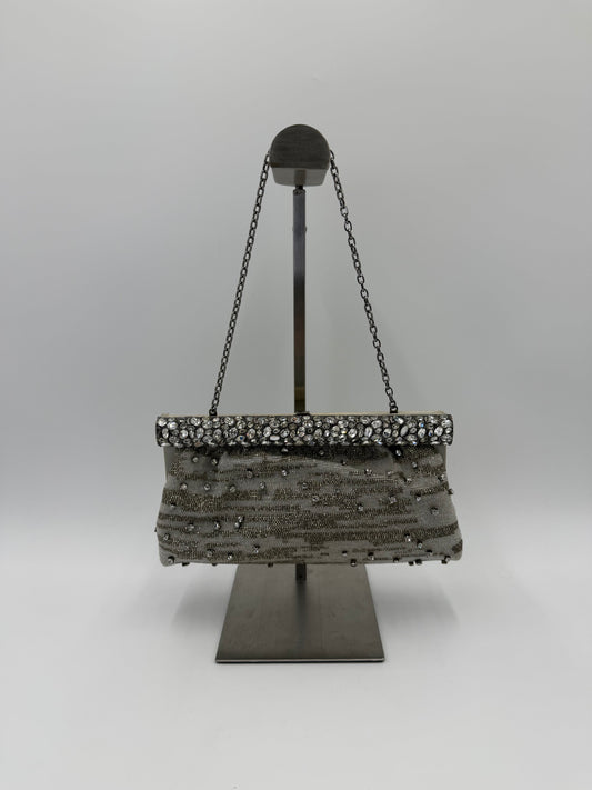 Valentino Garavani Clutch Gioiello da Sera Vintage con Perline Argento - Pally Vintage Closet