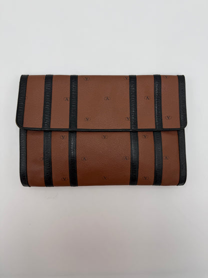 Valentino Garavani Clutch Vintage con Monogram V Marrone - Pally Vintage Closet