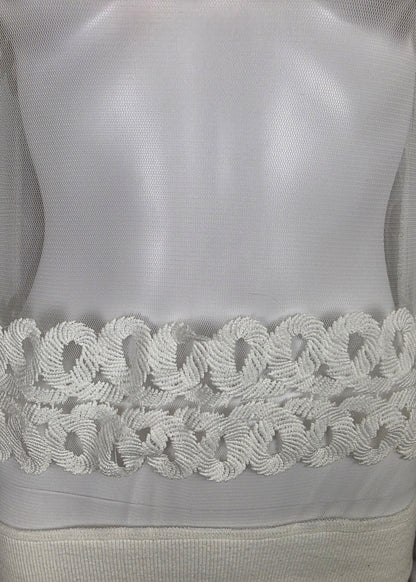 Valentino Garavani Maglia in Tulle Transparente e Ricami Bianca - Pally Vintage Closet