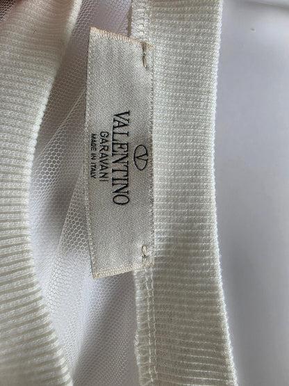 Valentino Garavani Maglia in Tulle Transparente e Ricami Bianca - Pally Vintage Closet