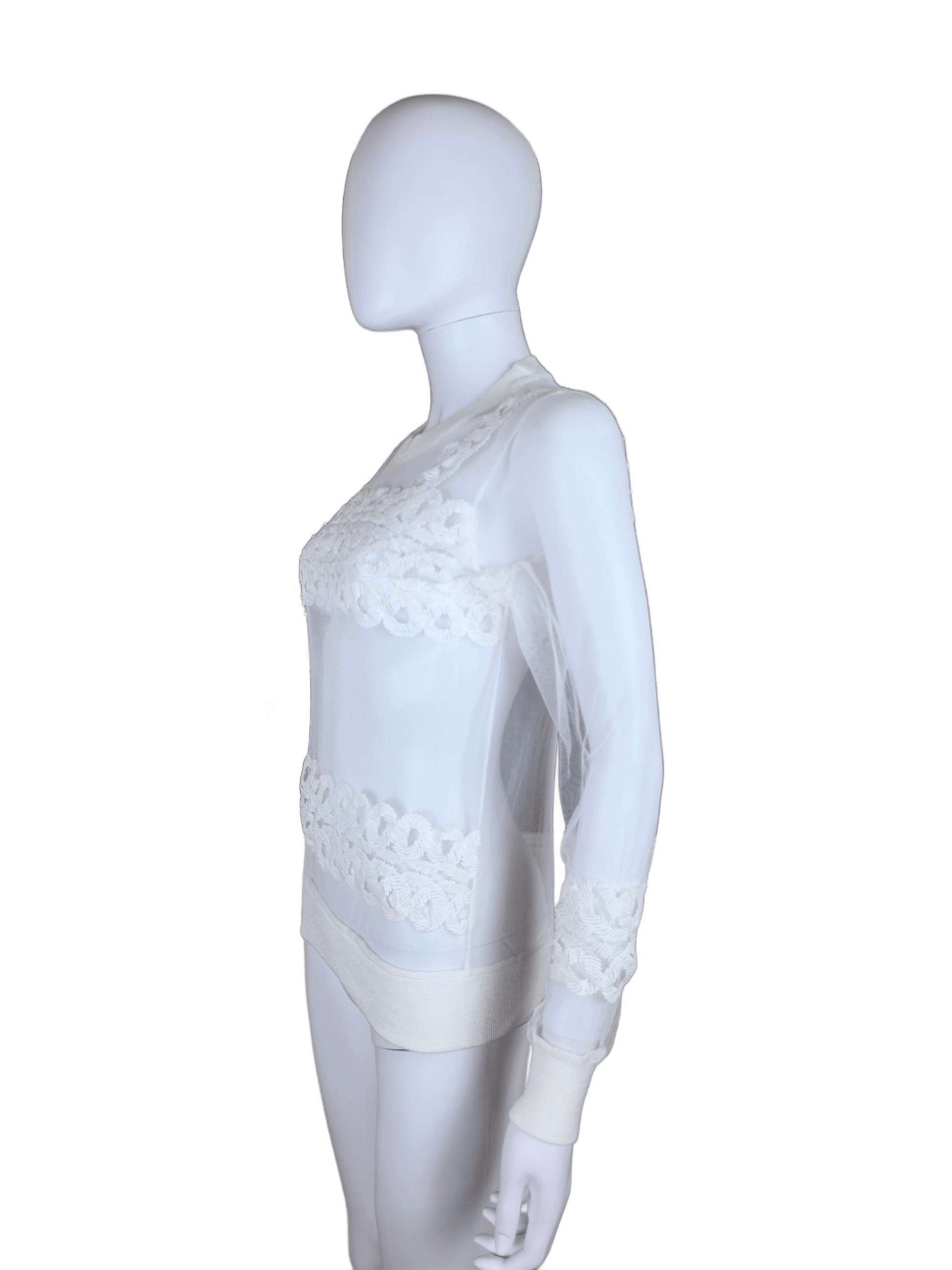 Valentino Garavani Maglia in Tulle Transparente e Ricami Bianca - Pally Vintage Closet