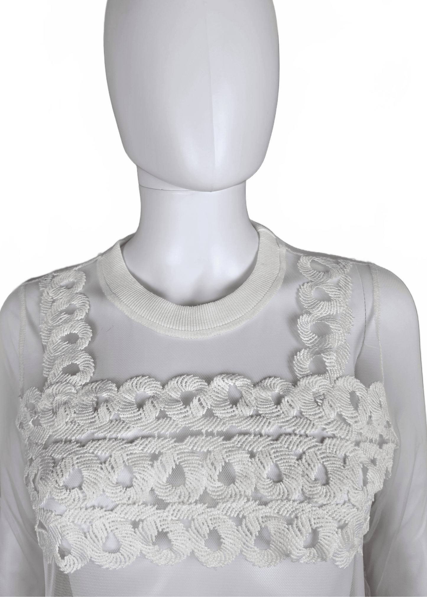 Valentino Garavani Maglia in Tulle Transparente e Ricami Bianca - Pally Vintage Closet