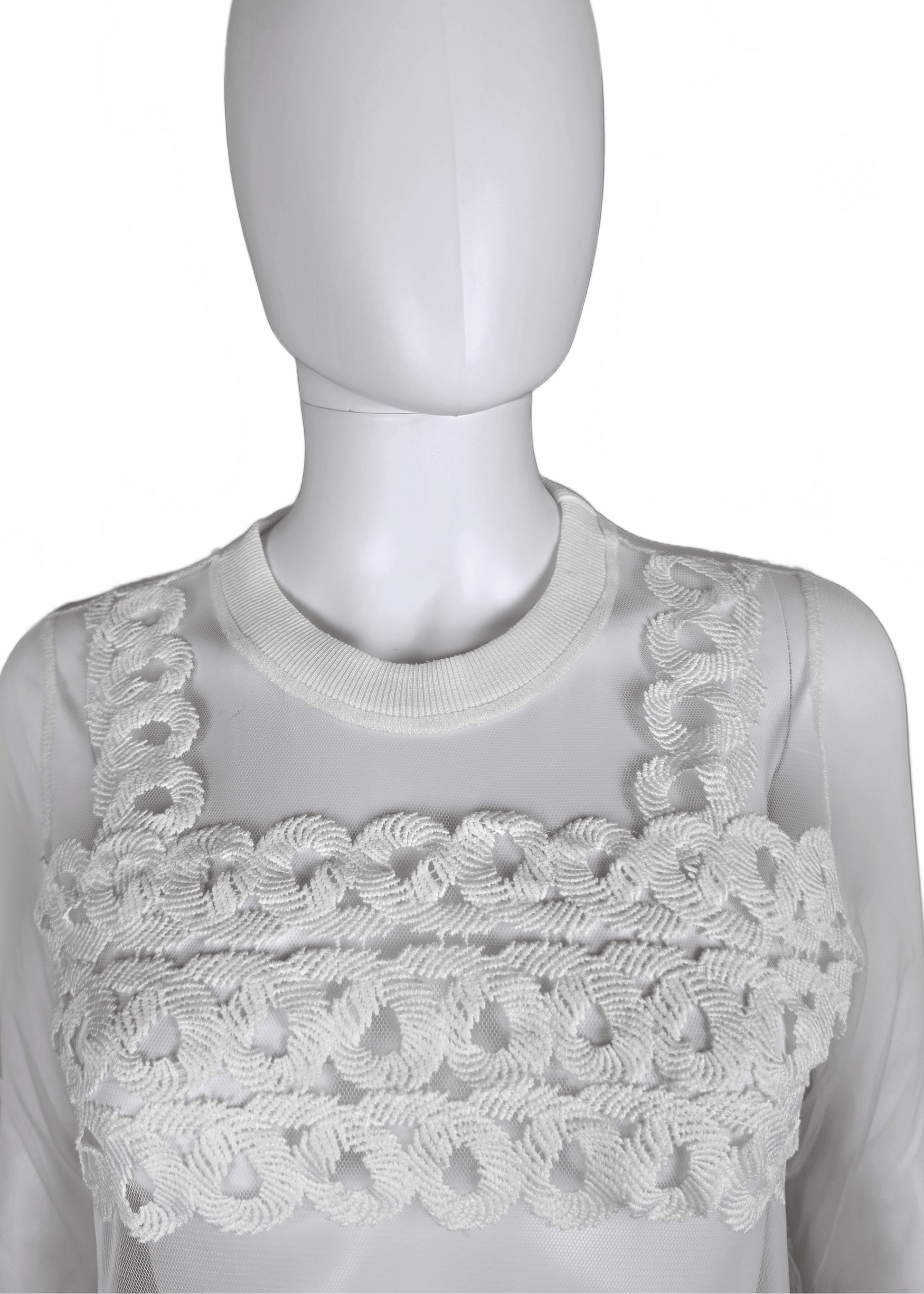 Valentino Garavani Maglia in Tulle Transparente e Ricami Bianca - Pally Vintage Closet