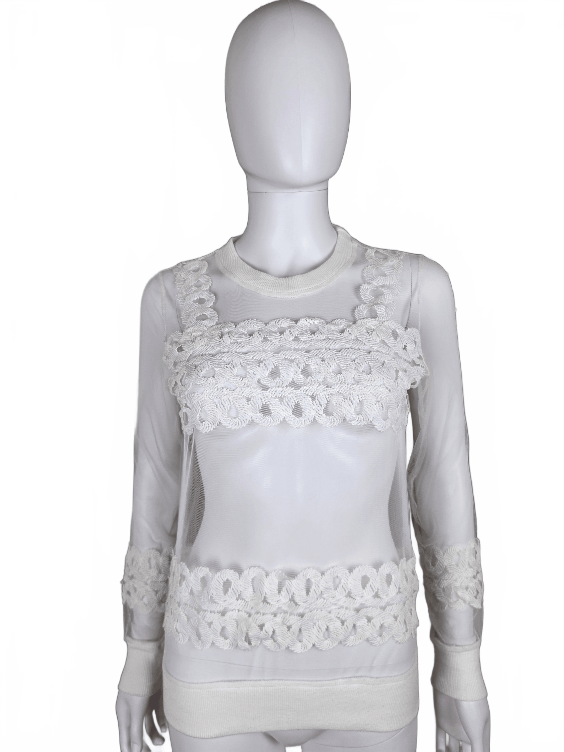 Valentino Garavani Maglia in Tulle Transparente e Ricami Bianca - Pally Vintage Closet