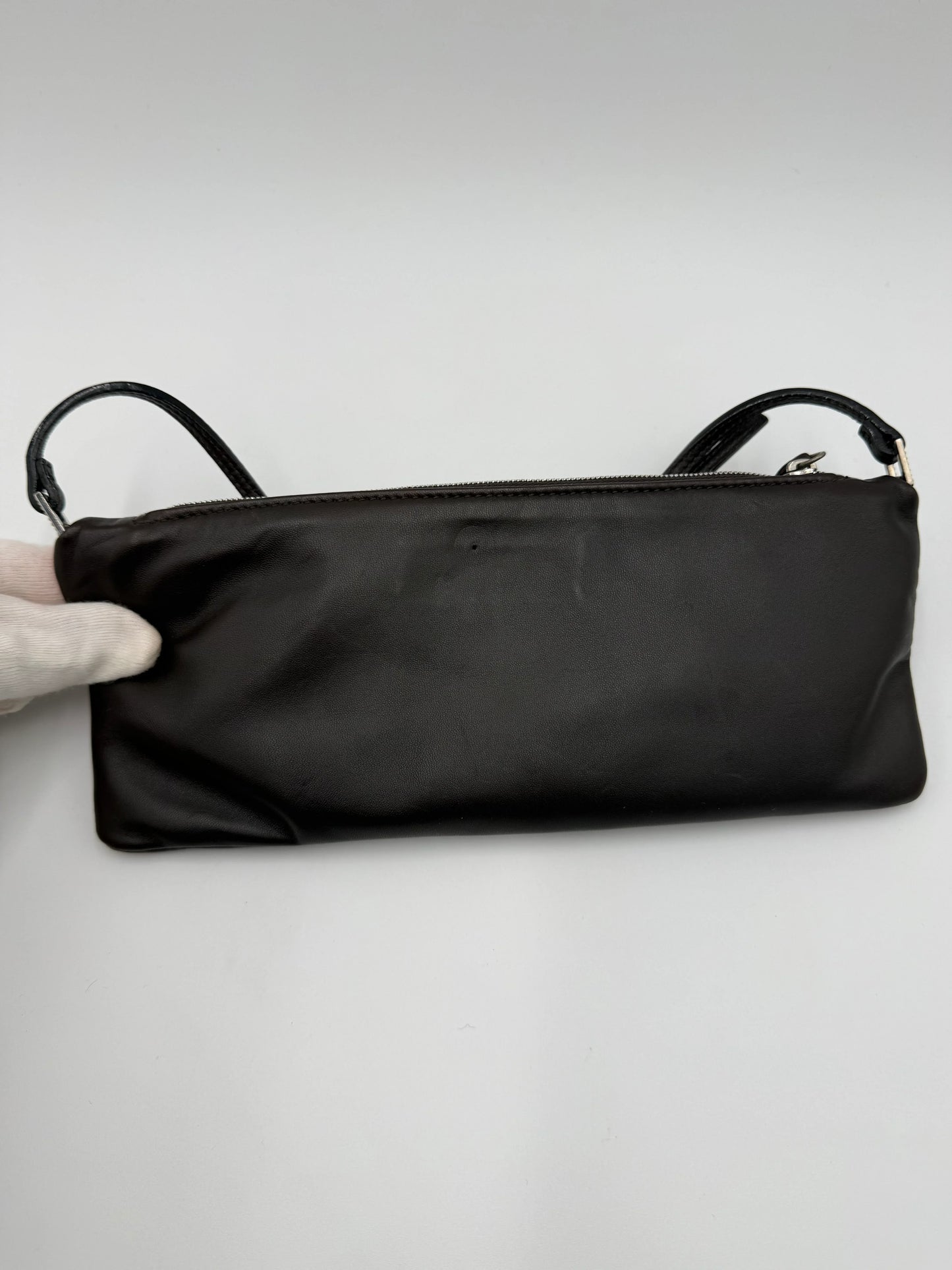 Valentino-Garavani-Pochette-Vintage-in-Pelle-Marrone-con-Ricamo-in-Turchese-70125805732164 - Pally Vintage Closet