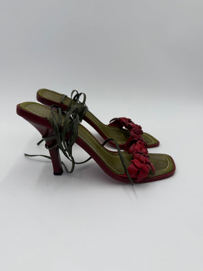 Valentino Garavani Jewel Vintage Sandals with Roses and Green Laces