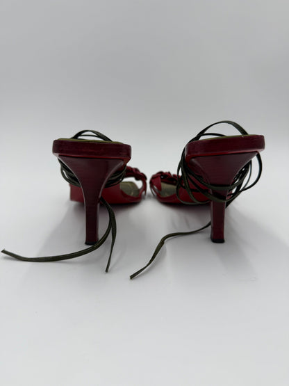 Valentino Garavani Jewel Vintage Sandals with Roses and Green Laces