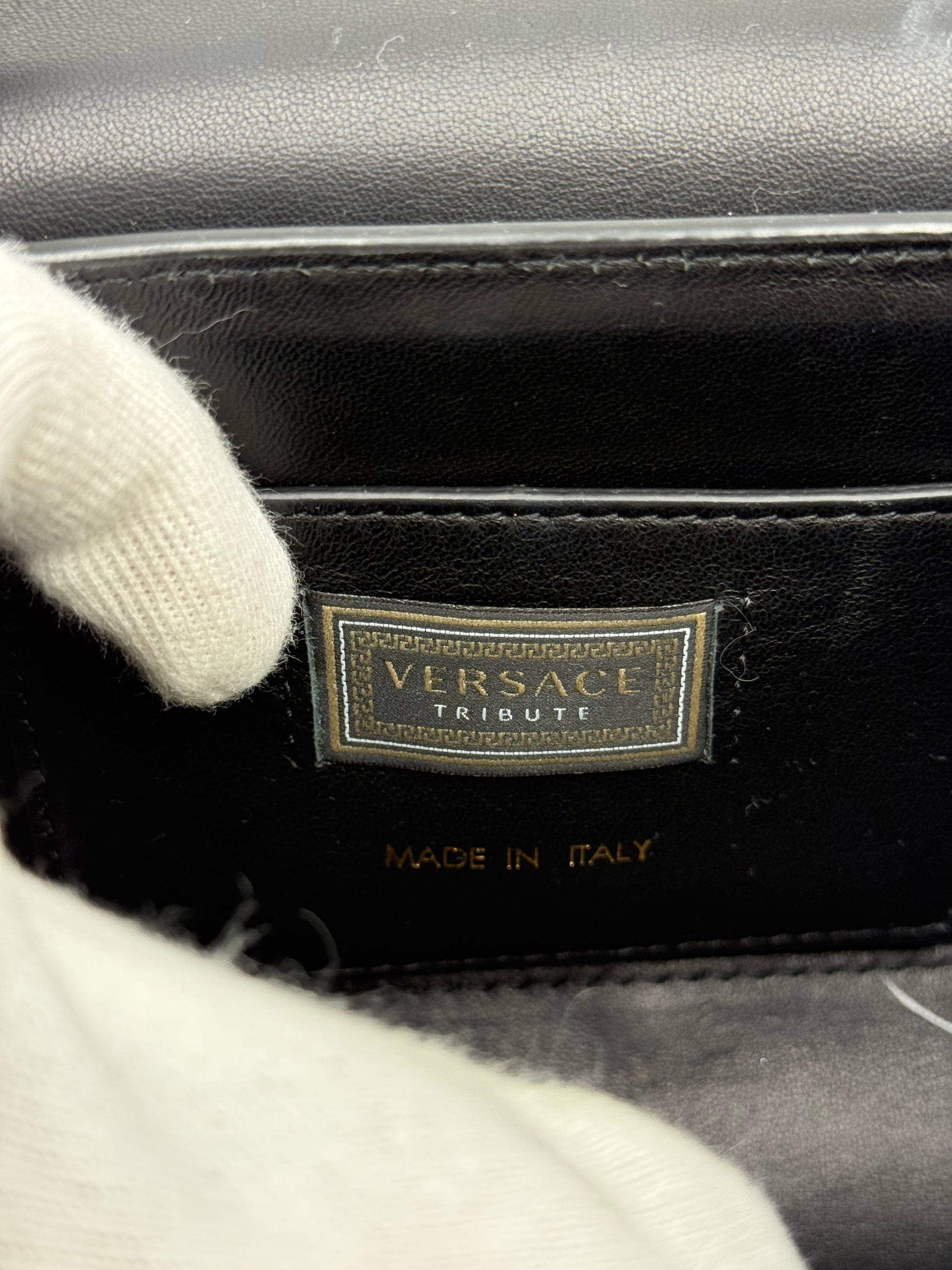 Versace Borsa a Tracolla Tribute Icon in Pelle Esotica Verde Neon - Pally Vintage Closet