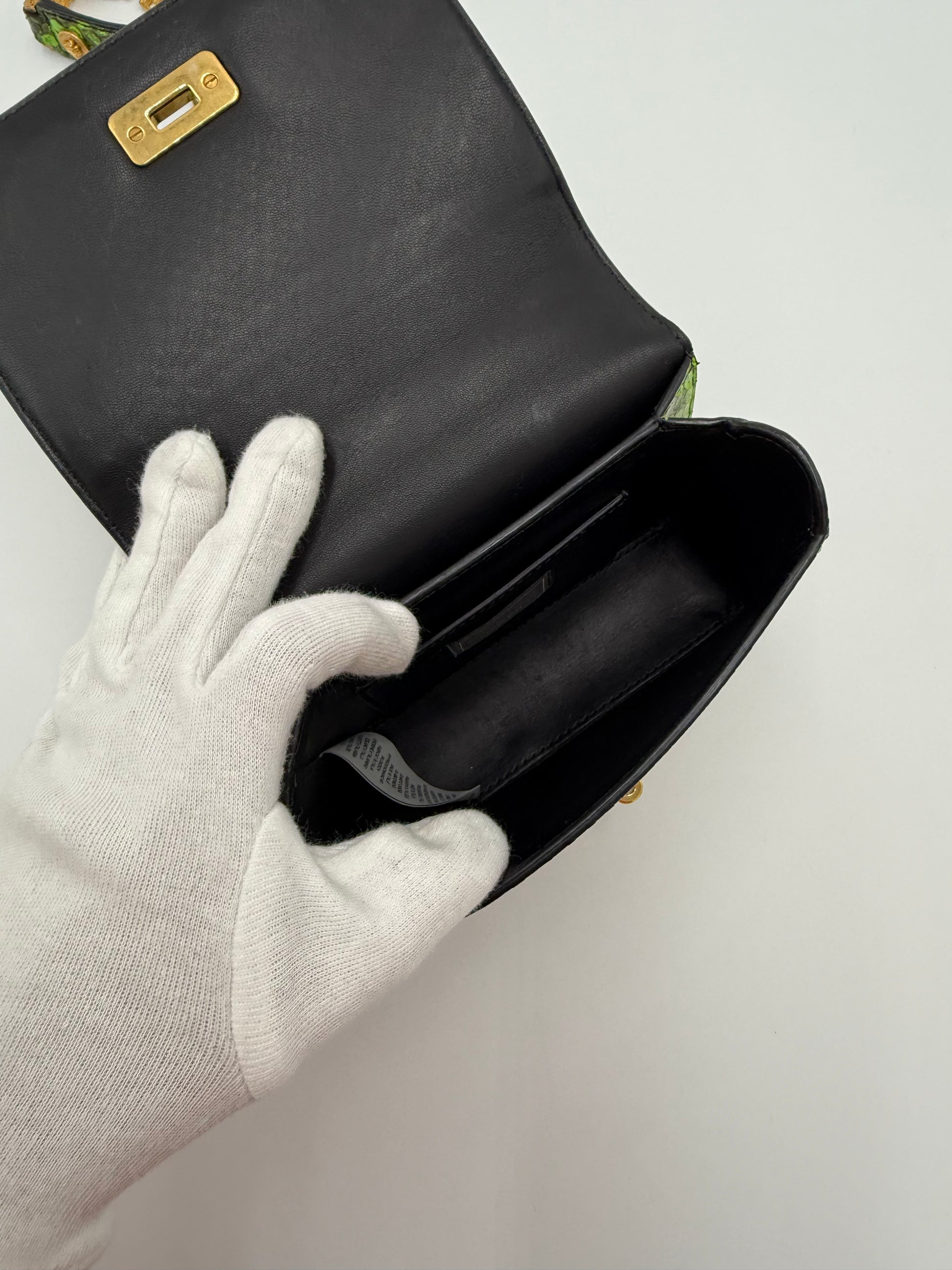 Versace Borsa a Tracolla Tribute Icon in Pelle Esotica Verde Neon - Pally Vintage Closet