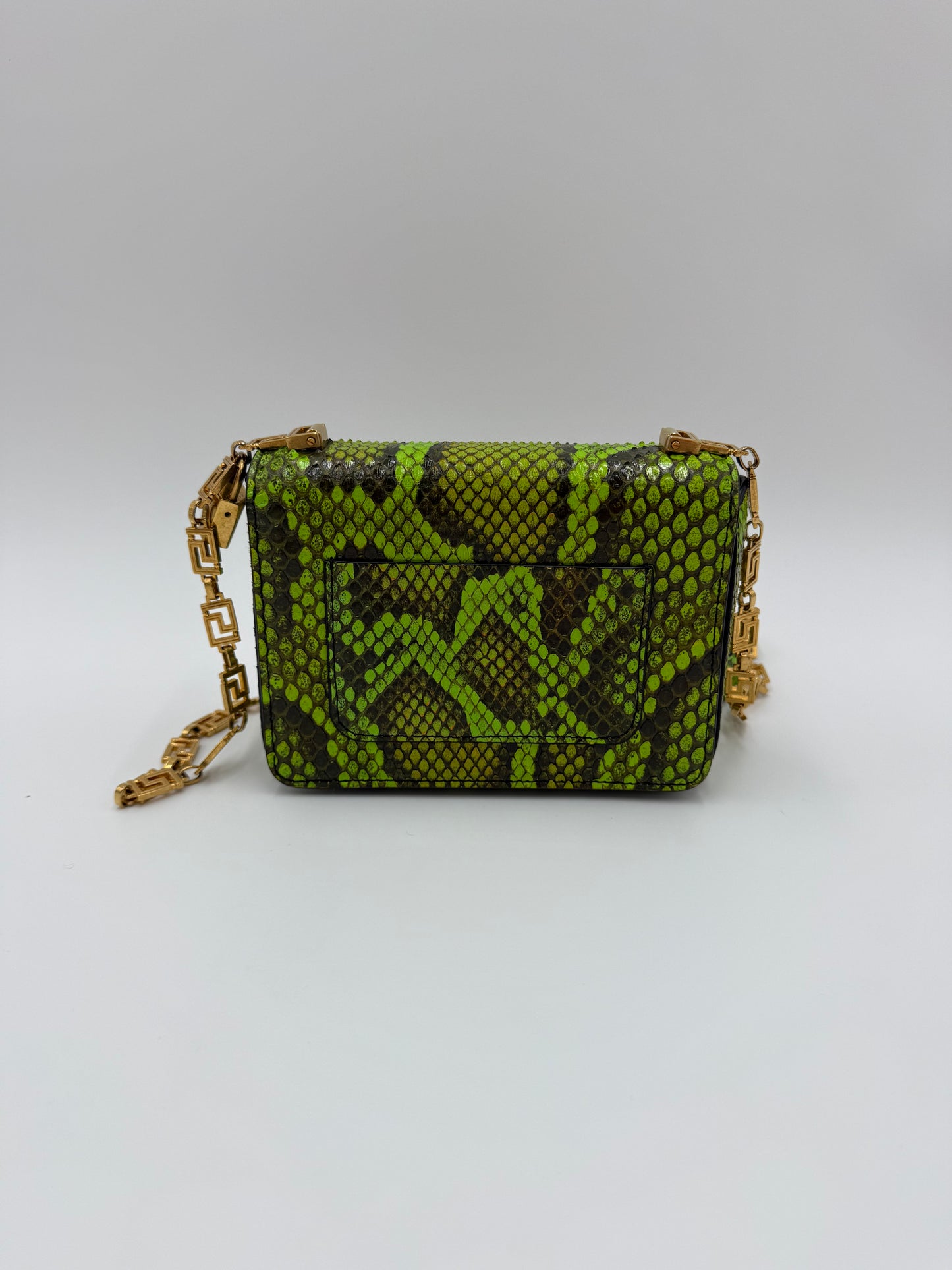 Versace Borsa a Tracolla Tribute Icon in Pelle Esotica Verde Neon - Pally Vintage Closet