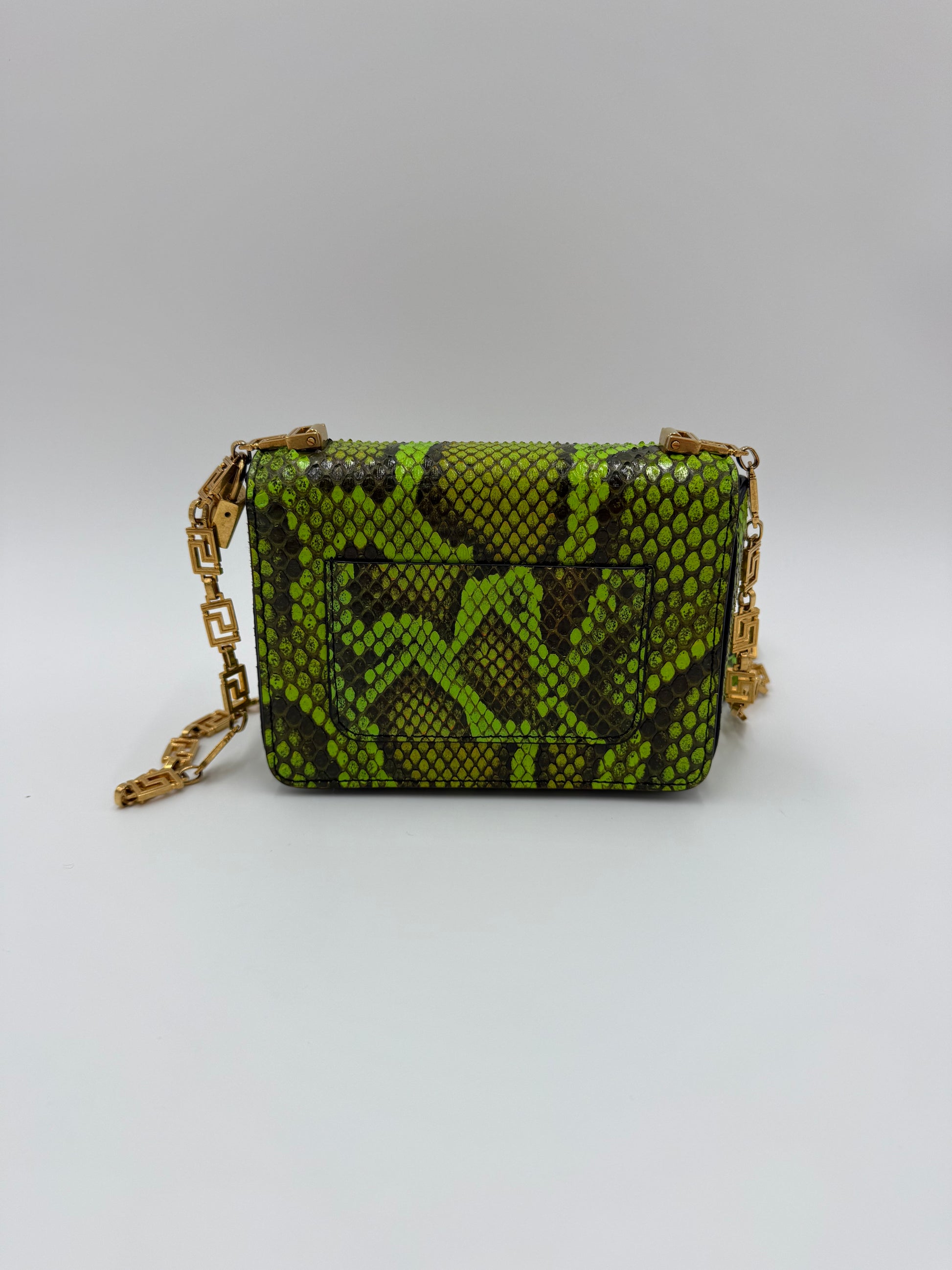 Versace Borsa a Tracolla Tribute Icon in Pelle Esotica Verde Neon - Pally Vintage Closet