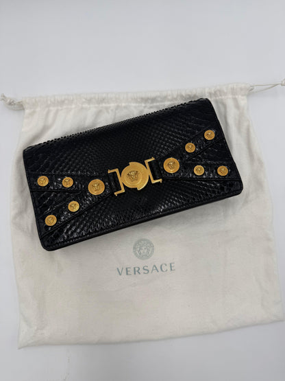 Versace-Borsa-a-Tracolla-Tribute-in-Pitone-Nero-e-Dettagli-Gold-70563876766020 - Pally Vintage Closet