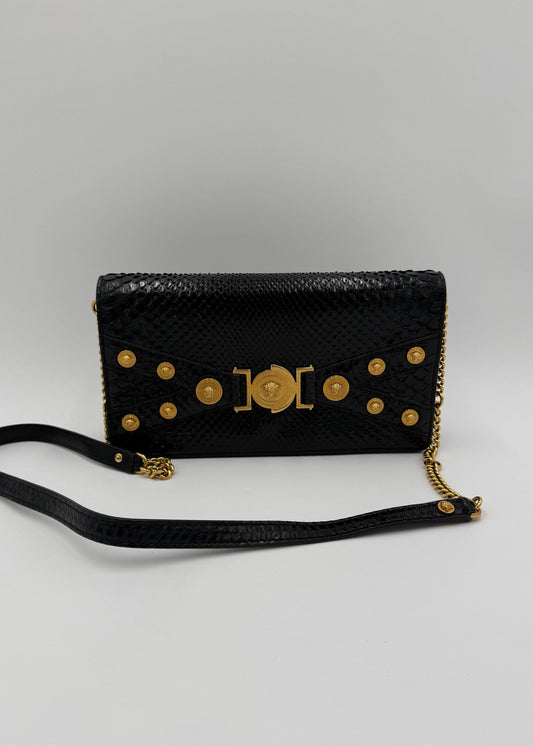 Versace-Borsa-a-Tracolla-Tribute-in-Pitone-Nero-e-Dettagli-Gold-70563876864324 - Pally Vintage Closet
