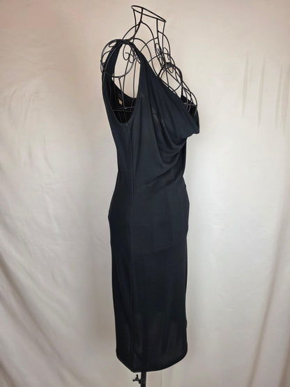 Versace Classic V2 Abito Vintage Scollo Asimmetrico Drappeggiato Nero - Pally Vintage Closet