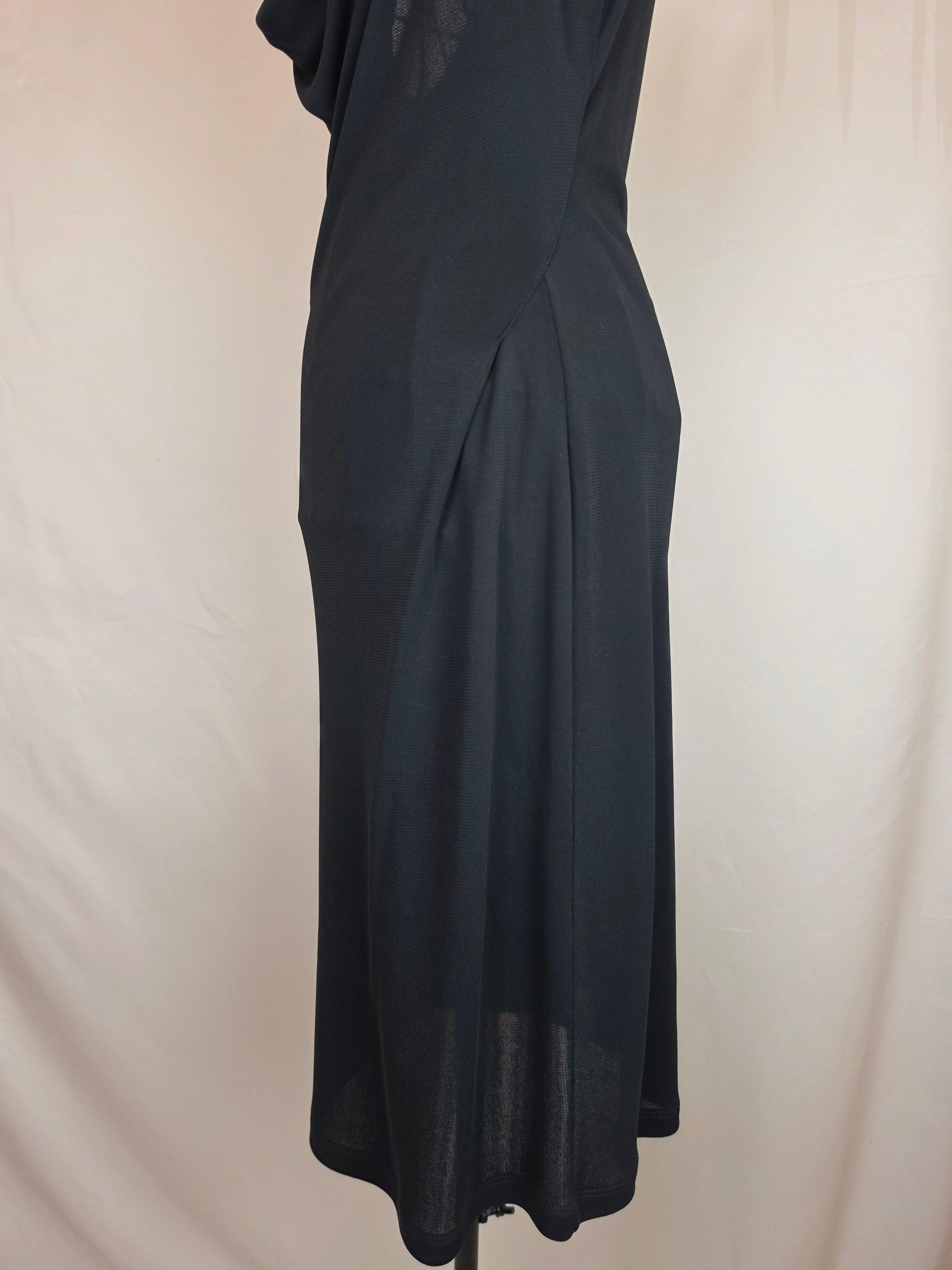 Versace Classic V2 Abito Vintage Scollo Asimmetrico Drappeggiato Nero - Pally Vintage Closet