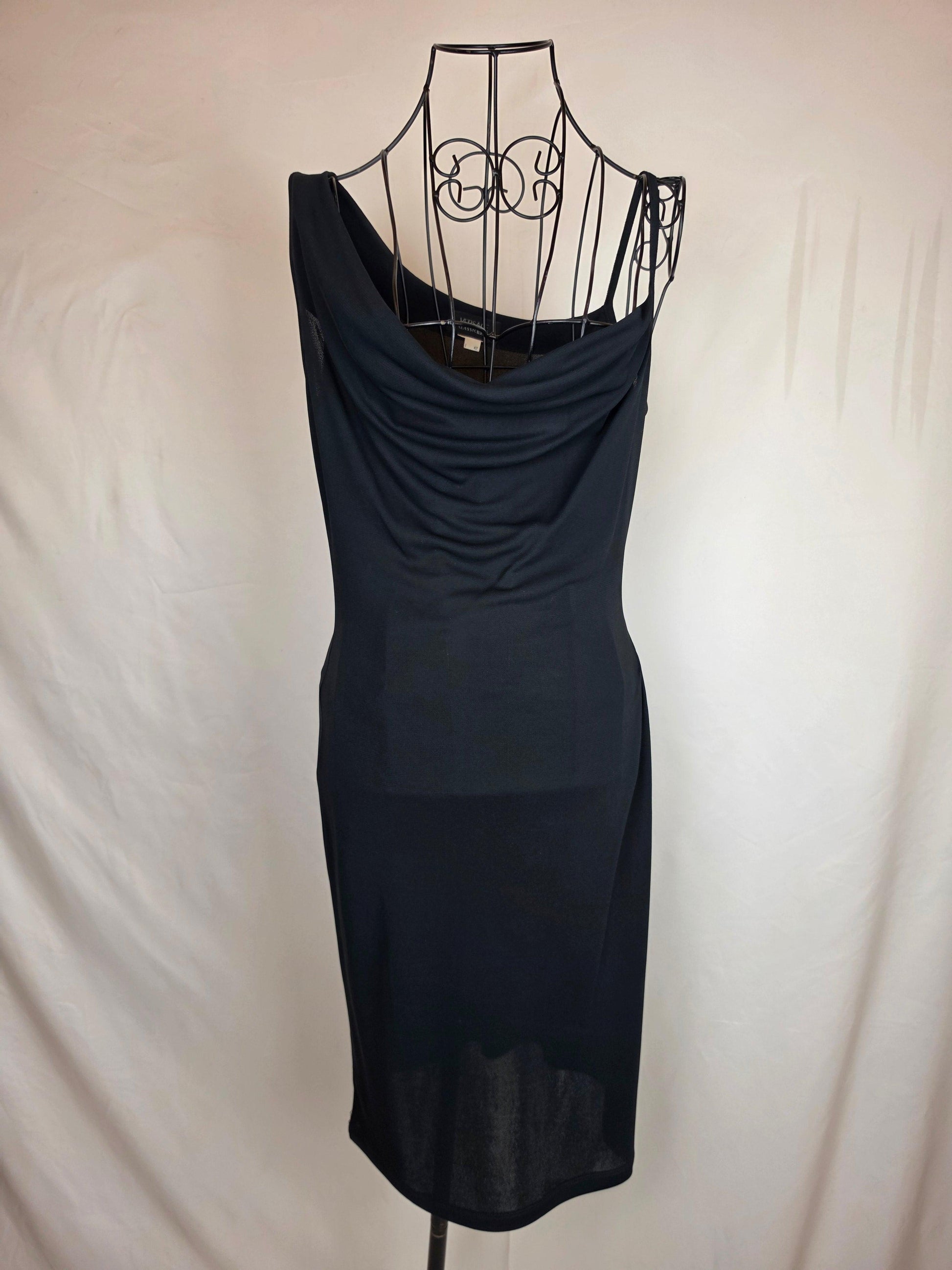 Versace Classic V2 Abito Vintage Scollo Asimmetrico Drappeggiato Nero - Pally Vintage Closet