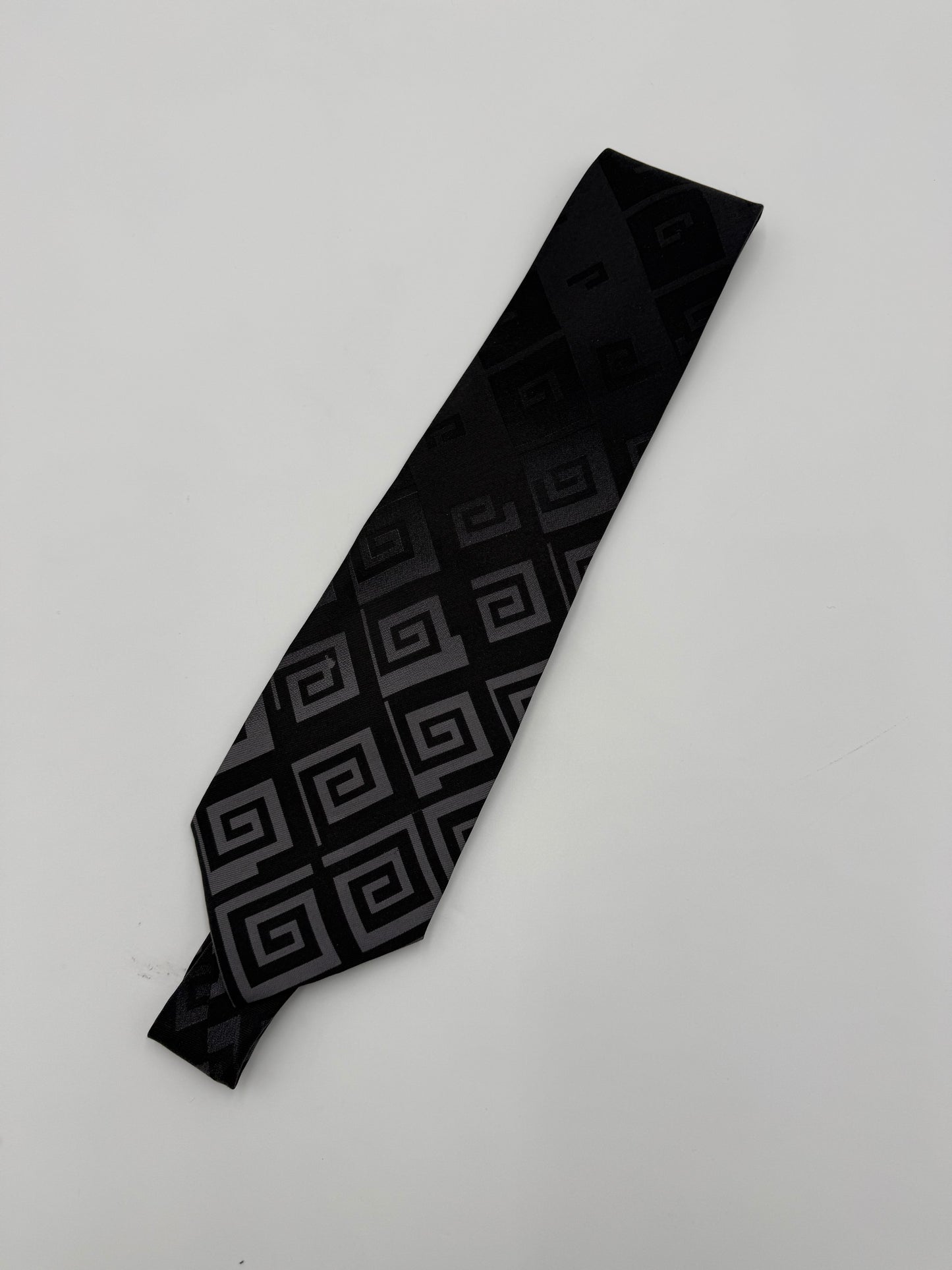 Versace Collection Cravatta Motivo Geometrico Nero e Grigio - Pally Vintage Closet