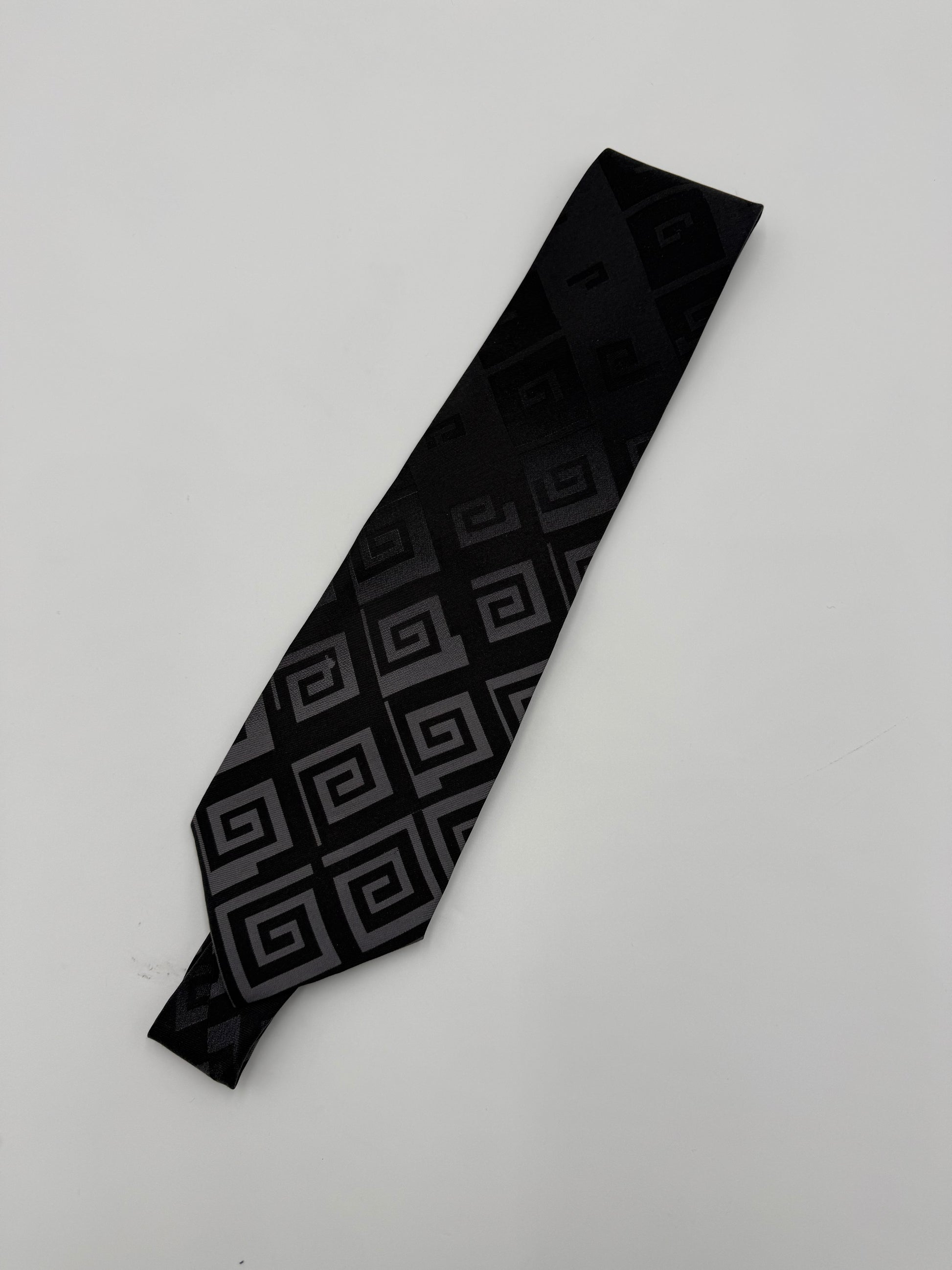 Versace Collection Cravatta Motivo Geometrico Nero e Grigio - Pally Vintage Closet