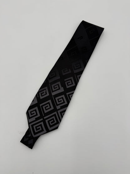 Versace Collection Cravatta Motivo Geometrico Nero e Grigio - Pally Vintage Closet