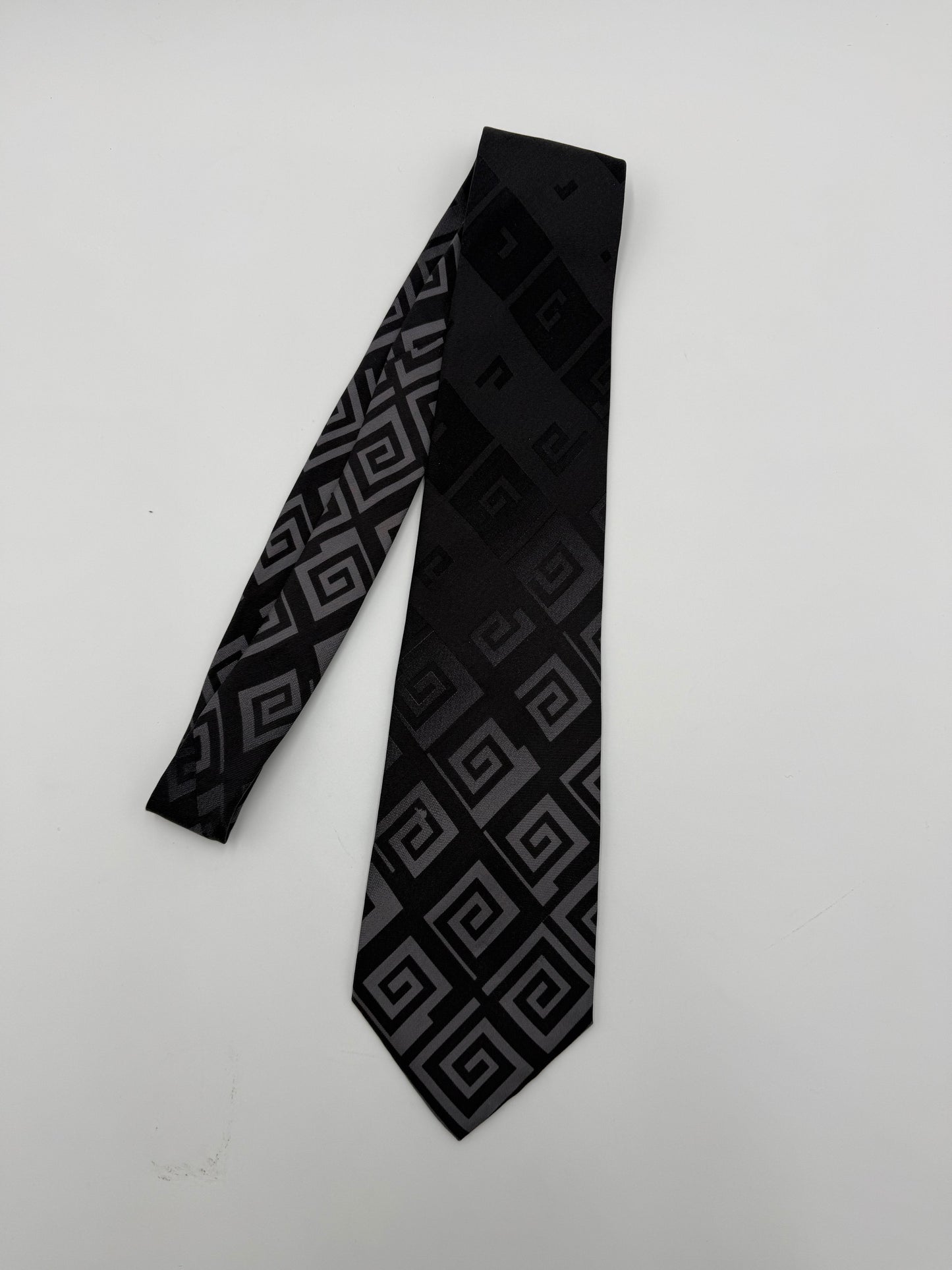 Versace Collection Cravatta Motivo Geometrico Nero e Grigio - Pally Vintage Closet