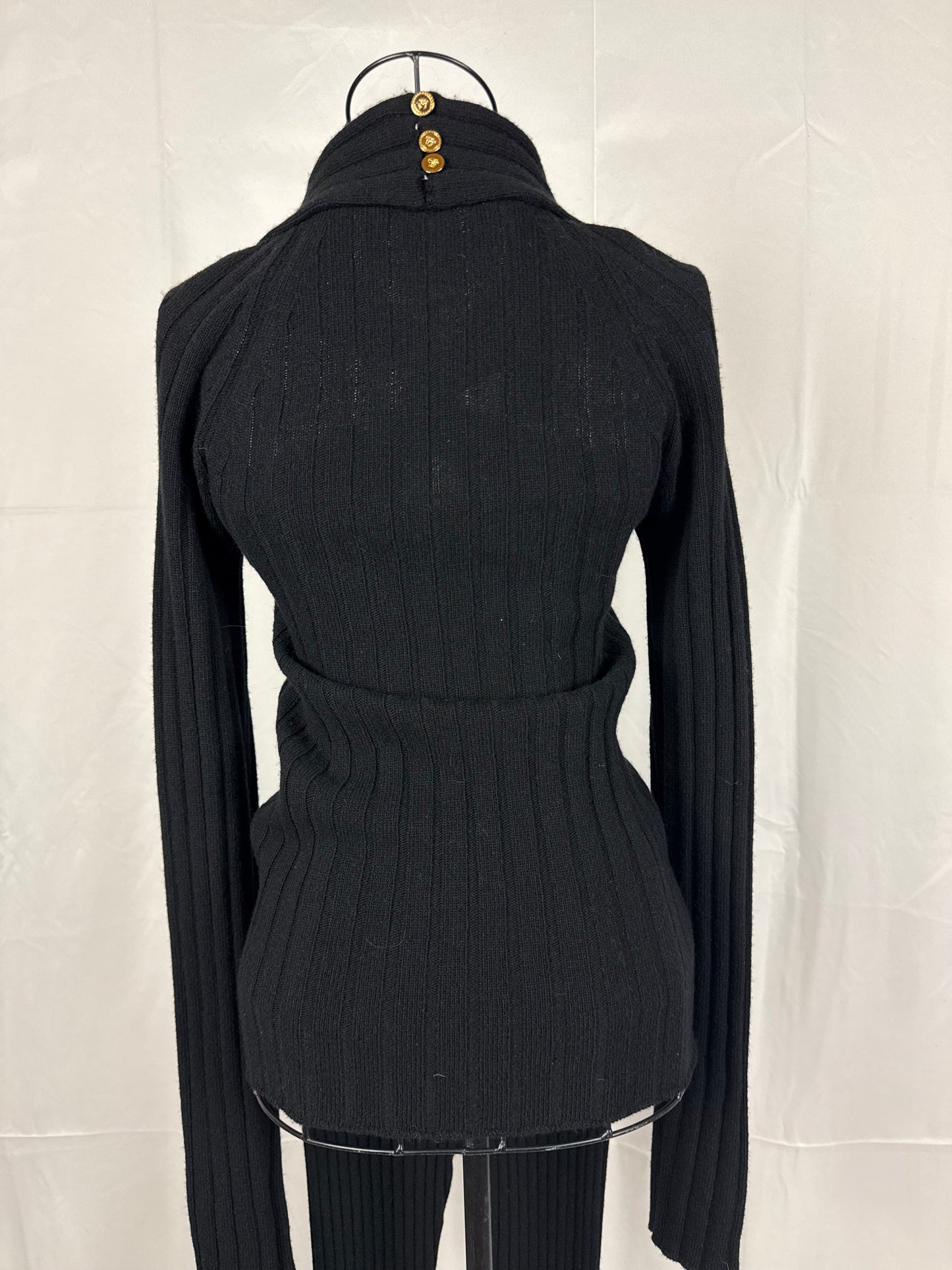 Versace Completo Ribbed in Maglia con Dettagli Cut-Out e Bottoni Medusa Nero - Pally Vintage Closet