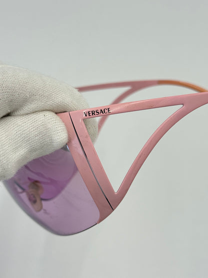 Versace Occhiali da Sole Vintage Mask Y2K Rosa - Pally Vintage Closet