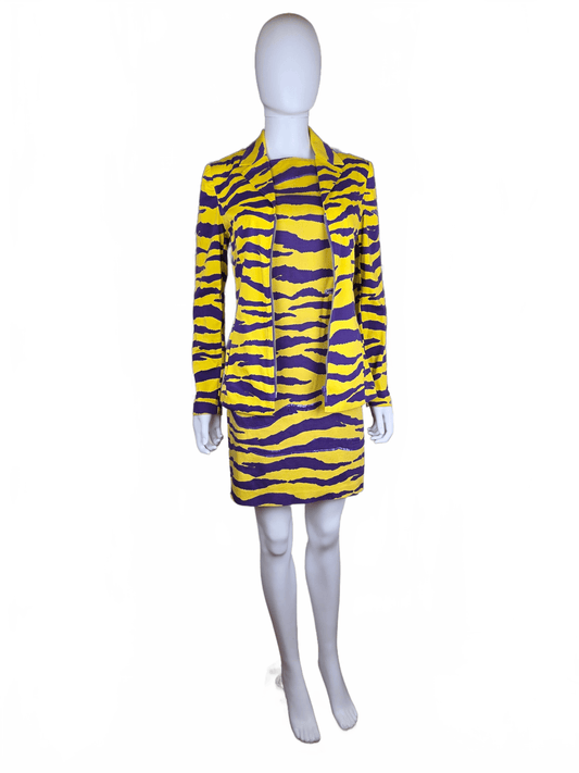 Versus Gianni Versace Completo Vintage in Cotone Giallo e Viola con Paillettes - Pally Vintage Closet