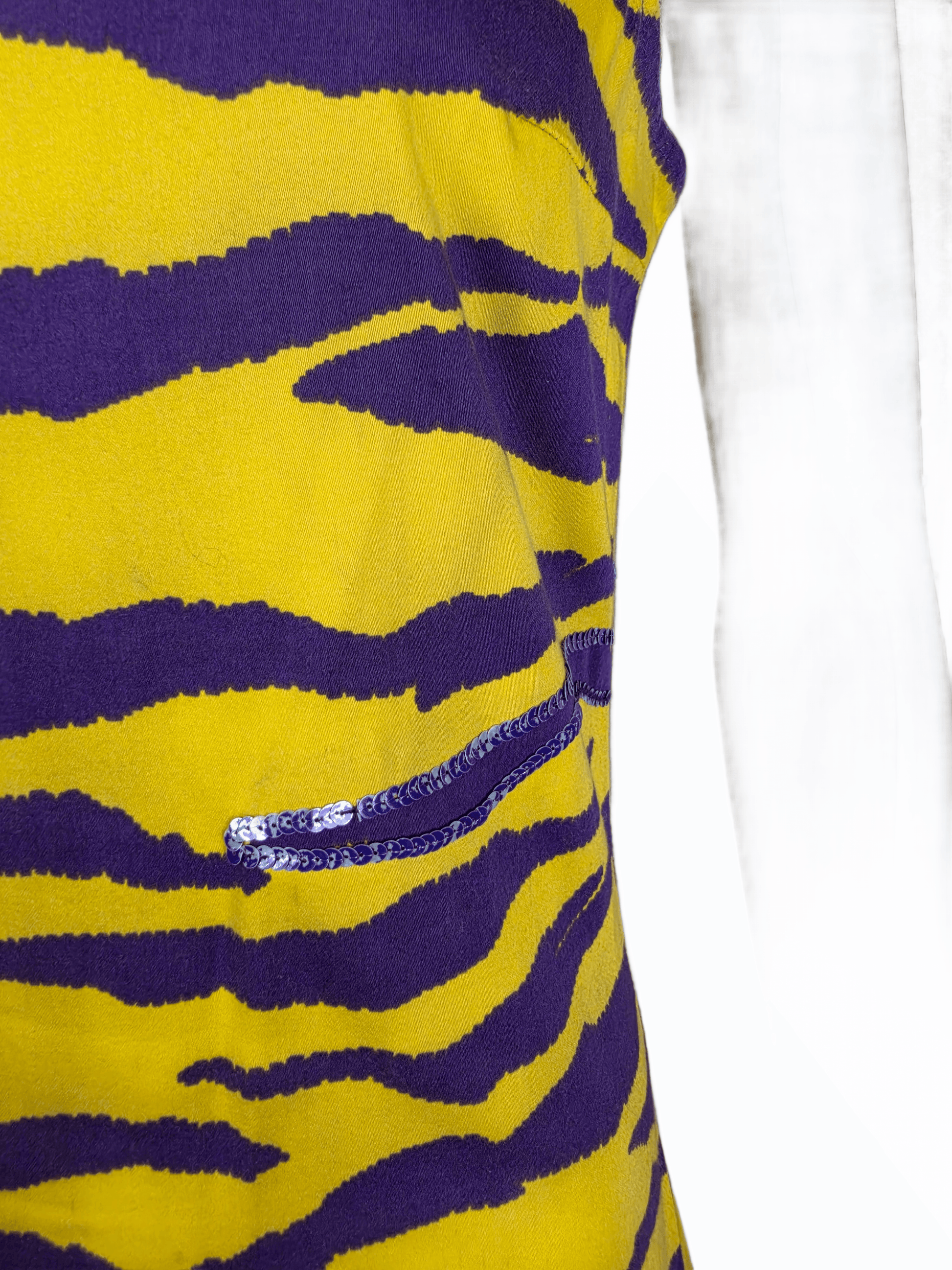 Versus Gianni Versace Completo Vintage in Cotone Giallo e Viola con Paillettes - Pally Vintage Closet