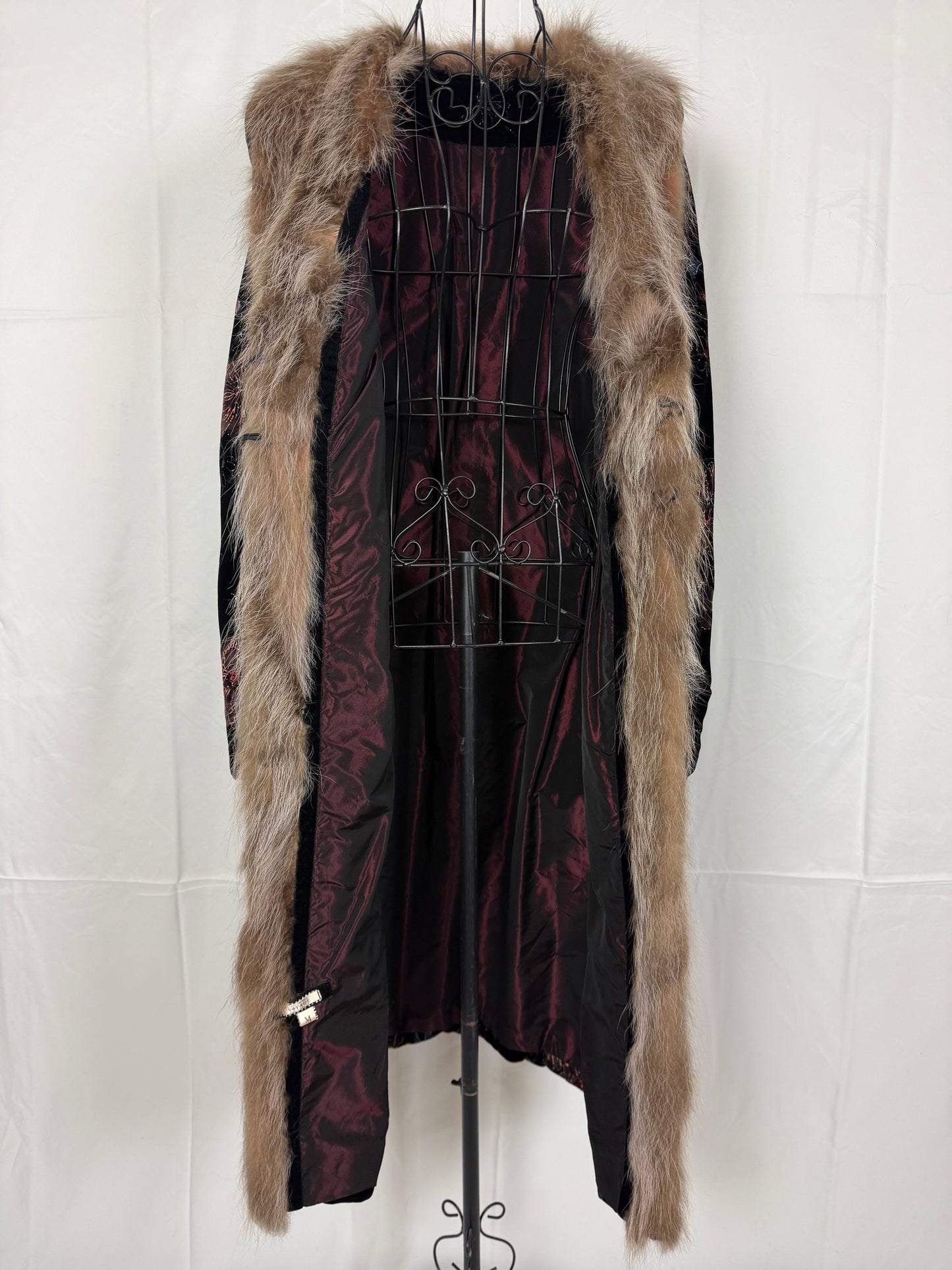 Voyage London Cappotto Vintage in Velluto e Pelliccia Nero - Pally Vintage Closet