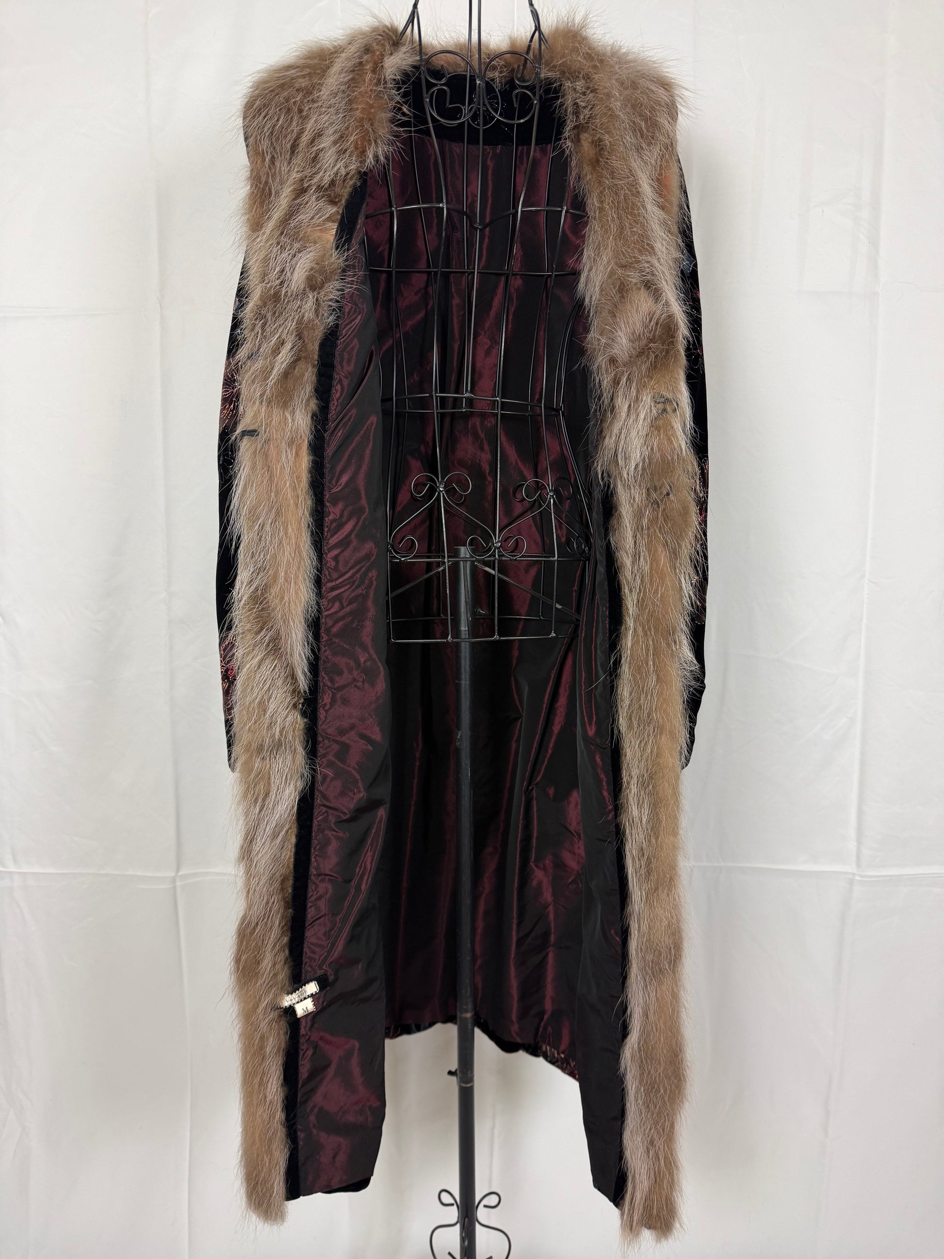 Voyage London Cappotto Vintage in Velluto e Pelliccia Nero - Pally Vintage Closet