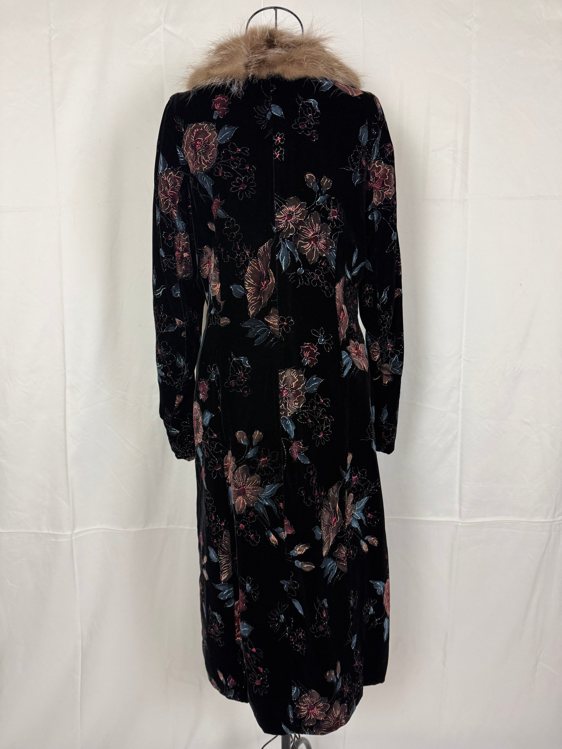 Voyage London Cappotto Vintage in Velluto e Pelliccia Nero - Pally Vintage Closet