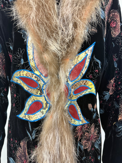 Voyage London Cappotto Vintage in Velluto e Pelliccia Nero - Pally Vintage Closet