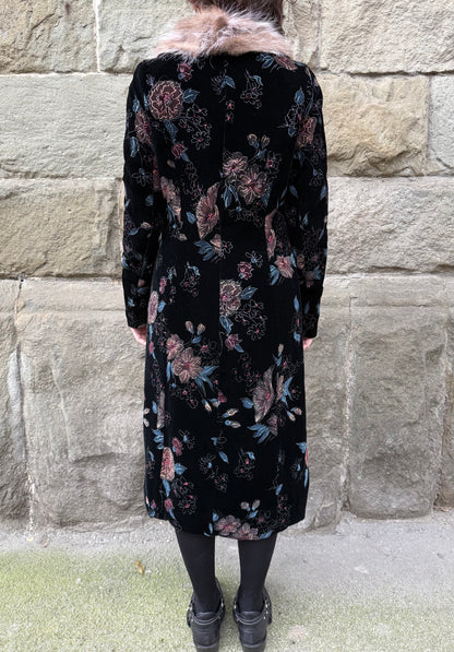 Voyage London Cappotto Vintage in Velluto e Pelliccia Nero - Pally Vintage Closet