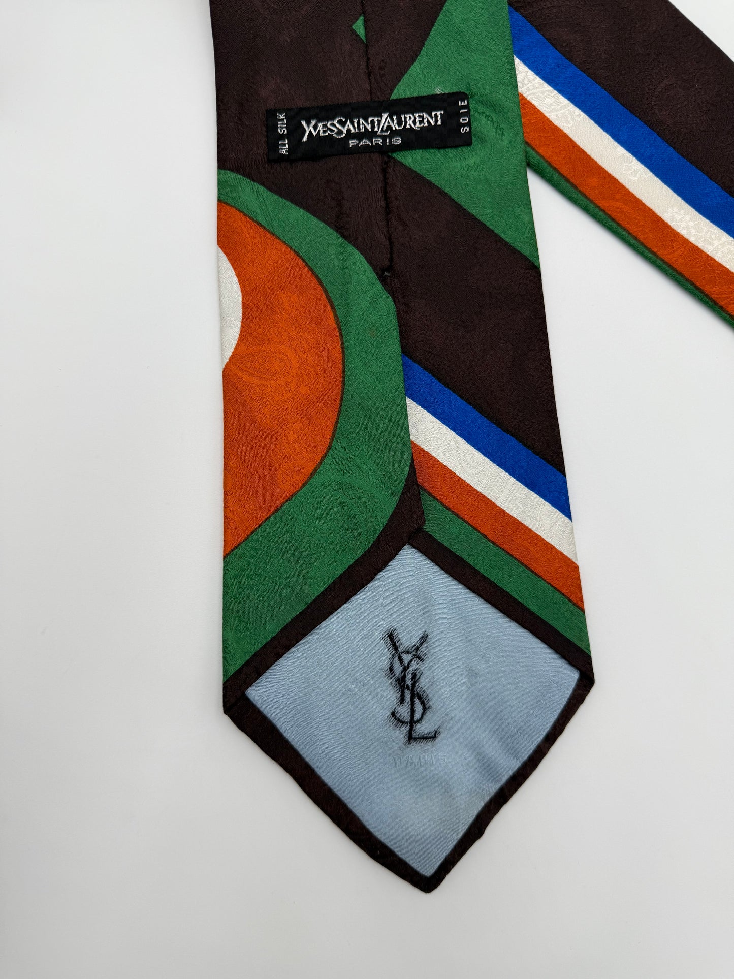 Yves Saint Laurent Cravatta in Seta Fantasia Geometrica e Paisley - Pally Vintage Closet