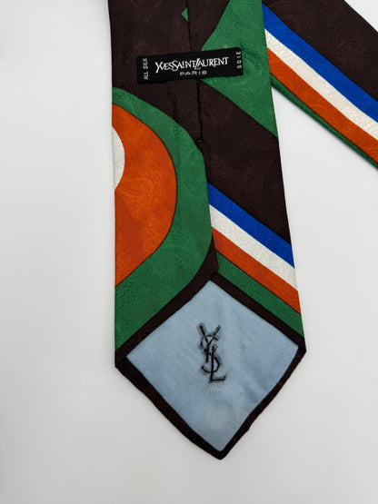 Yves Saint Laurent Cravatta in Seta Fantasia Geometrica e Paisley - Pally Vintage Closet