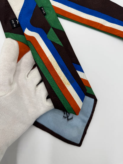 Yves Saint Laurent Cravatta in Seta Fantasia Geometrica e Paisley - Pally Vintage Closet