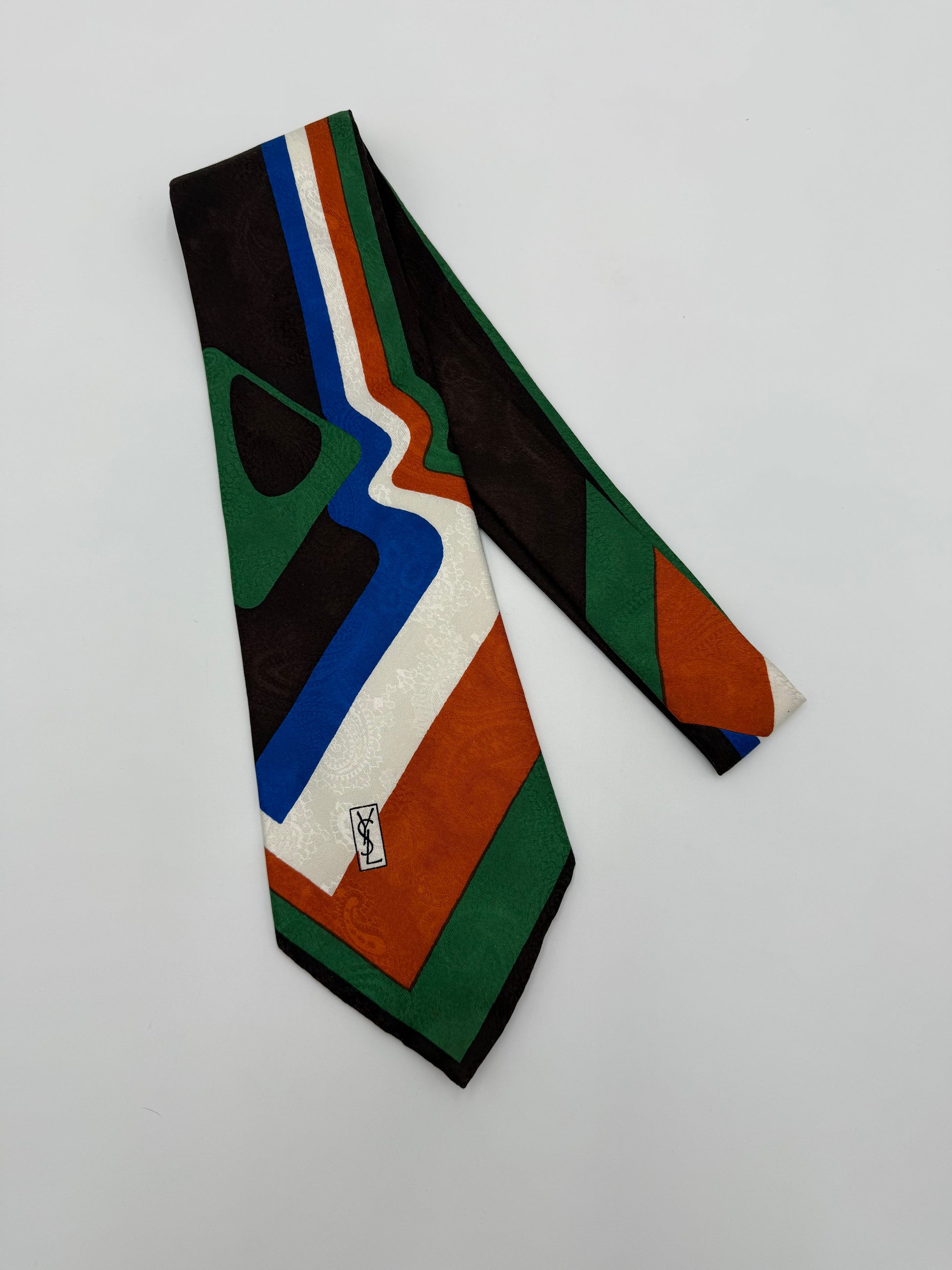 Yves Saint Laurent Cravatta in Seta Fantasia Geometrica e Paisley - Pally Vintage Closet